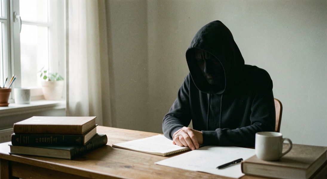 A calm editorial scene for Sleep Paralysis Shadow Person using ordinary objects, soft natural light, and no staged evidence